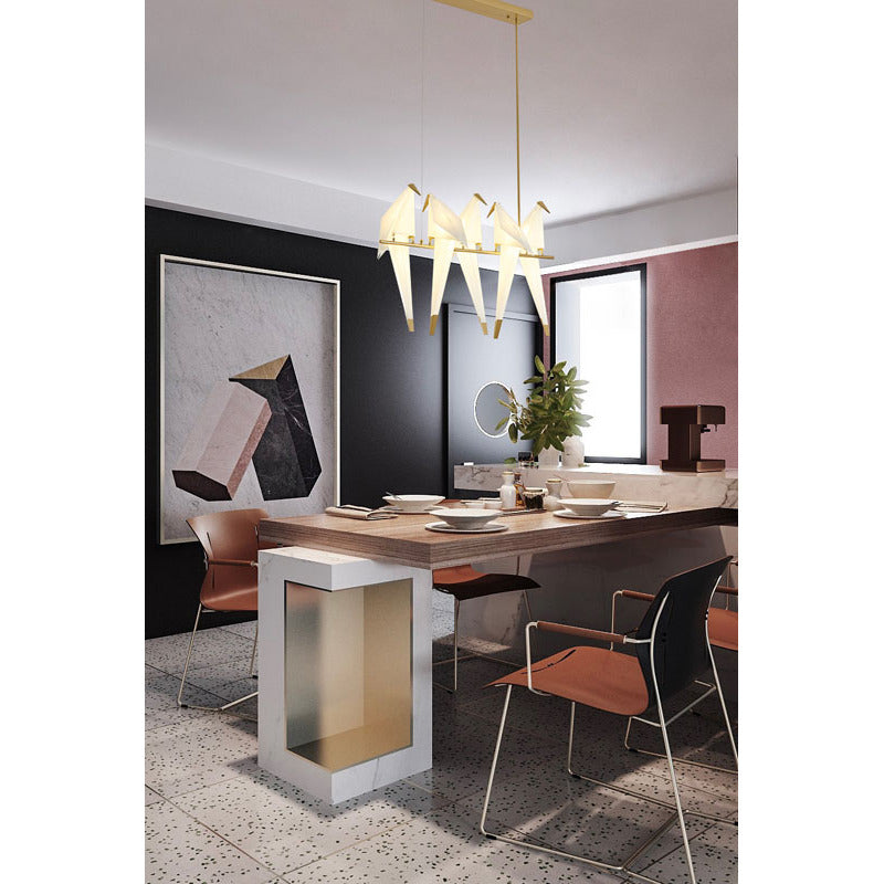 LED Light of White Birds Sitting on a Gold Framed Arm Bird by Bethel - view 4