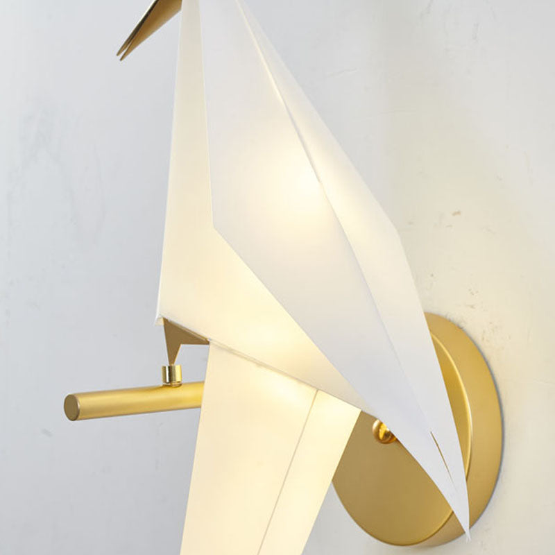 Gold Carbon Steel Frame with White Plastic Bird LED Wall Sconce Bird by Bethel - view 3
