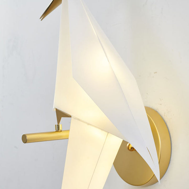 Gold Carbon Steel Frame with White Plastic Bird LED Wall Sconce Bird by Bethel - view 3