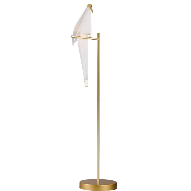 LED Bird Floor Lamp with Gold Carbon Steel Hardware and Plastic Frame