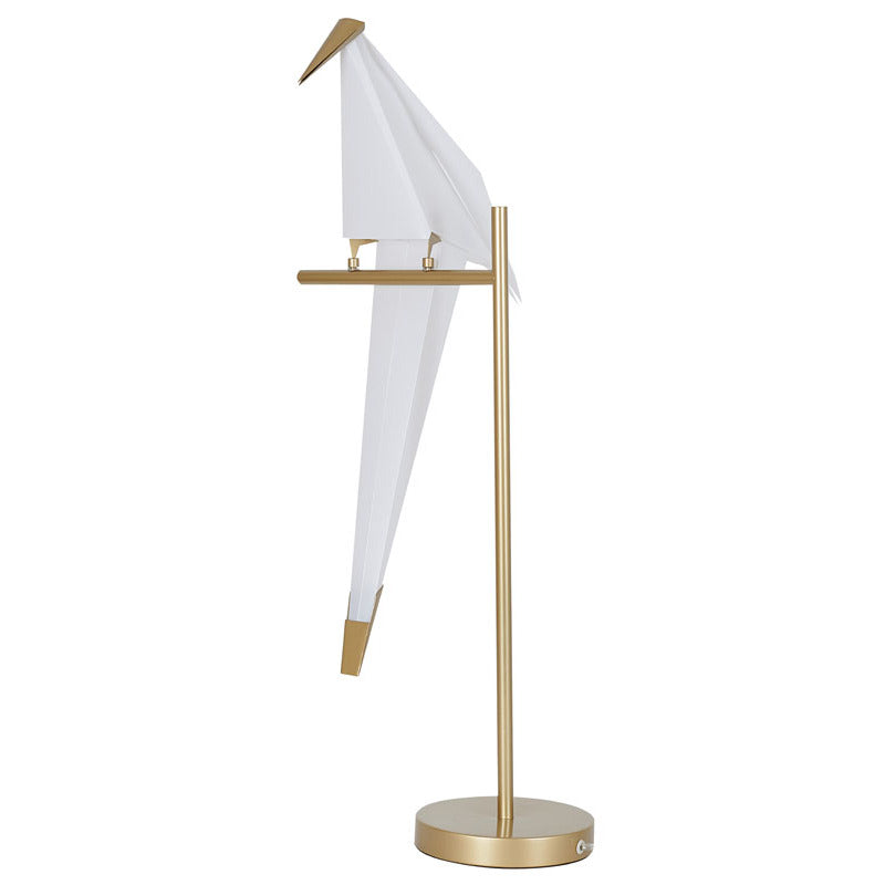 LED Bird Table Lamp with Gold Carbon Steel Hardware and White Plastic by Bethel - view 2
