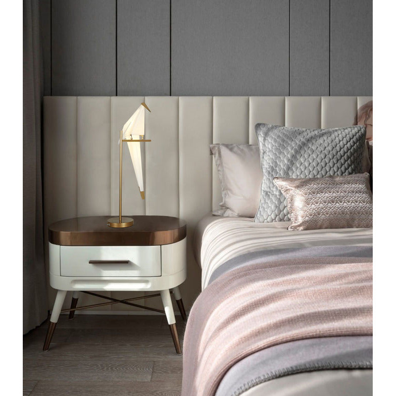 LED Bird Table Lamp with Gold Carbon Steel Hardware and White Plastic by Bethel - view 4
