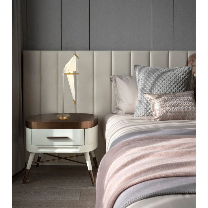 LED Bird Table Lamp with Gold Carbon Steel Hardware and White Plastic by Bethel - view 4