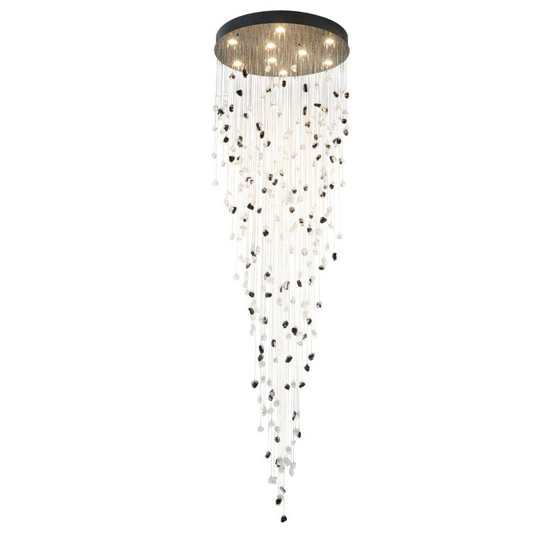 Flushed Frame Chandelier with & Clear Glass Stones Adjustable in