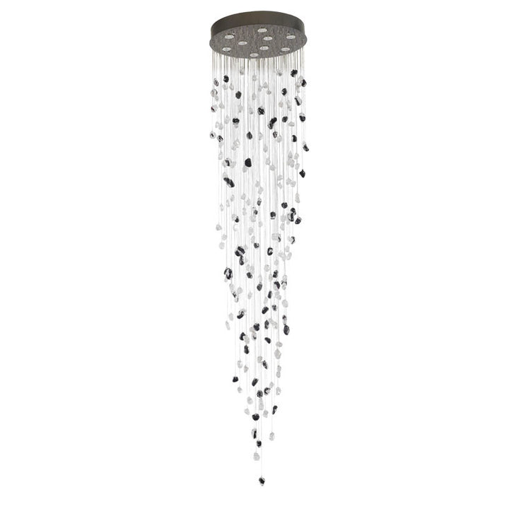 Flushed Frame Chandelier with &amp; Clear Glass Stones Adjustable in