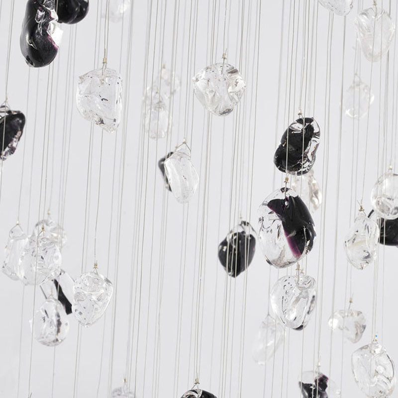 Flushed Frame Chandelier with &amp; Clear Glass Stones Adjustable in