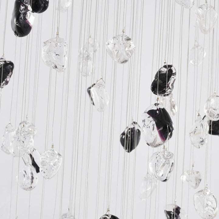 Flushed Frame Chandelier with &amp; Clear Glass Stones Adjustable in
