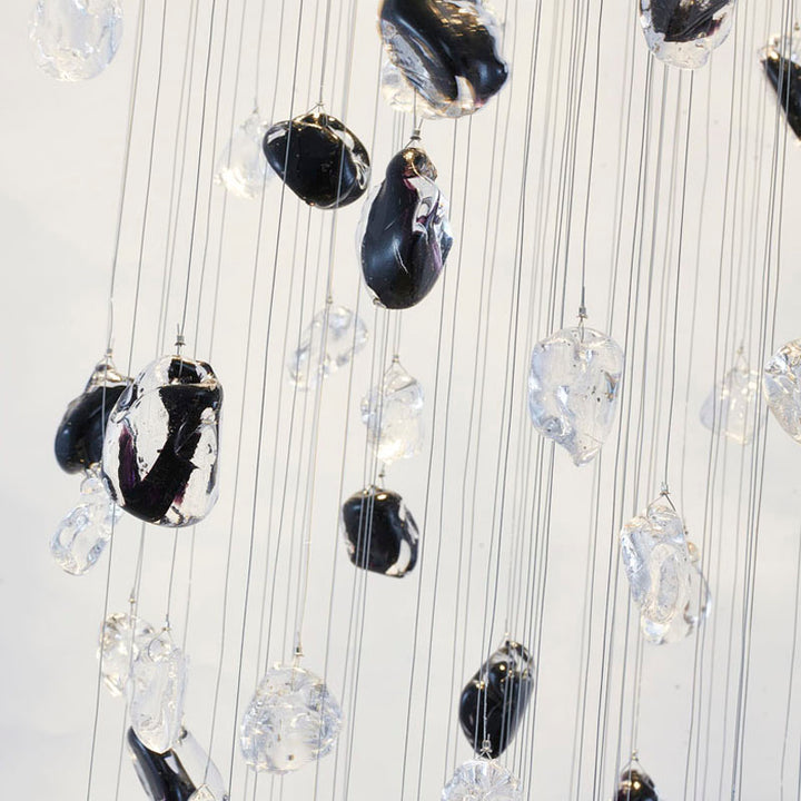 Flushed Frame Chandelier with &amp; Clear Glass Stones Adjustable in
