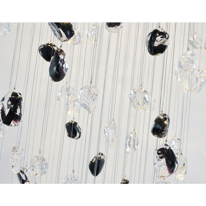 Flushed Frame Chandelier with &amp; Clear Glass Stones Adjustable in