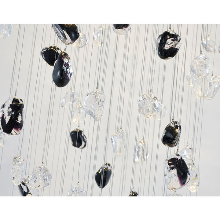 Flushed Frame Chandelier with &amp; Clear Glass Stones Adjustable in