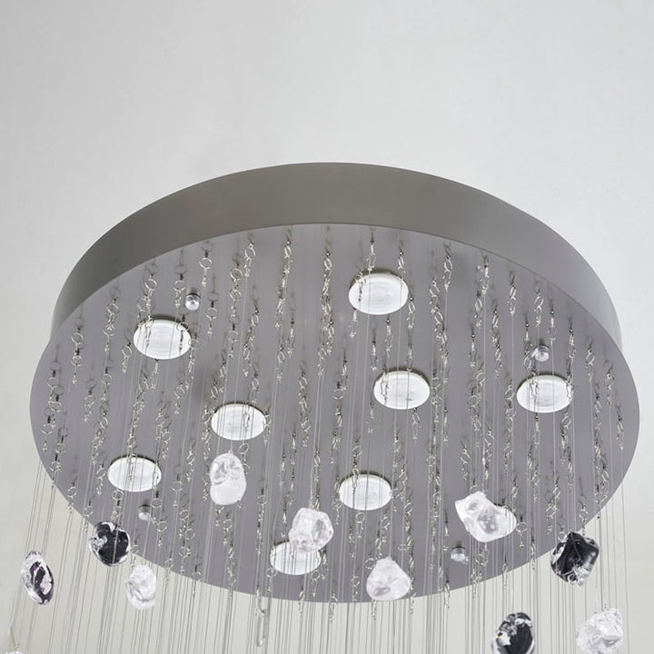 Flushed Frame Chandelier with &amp; Clear Glass Stones Adjustable in