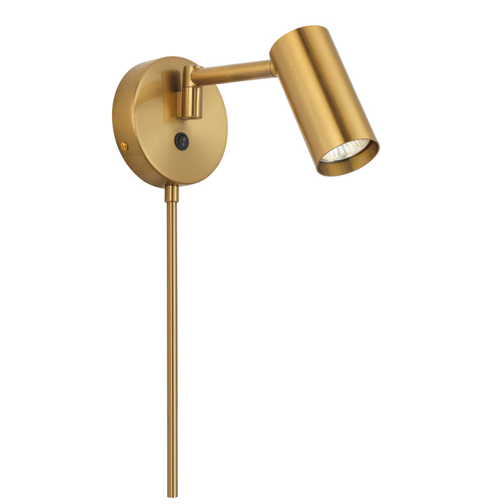 Stanly 1 Light Halogen Wall Swing Arm Spotlight in Aged Brass by Dainolite