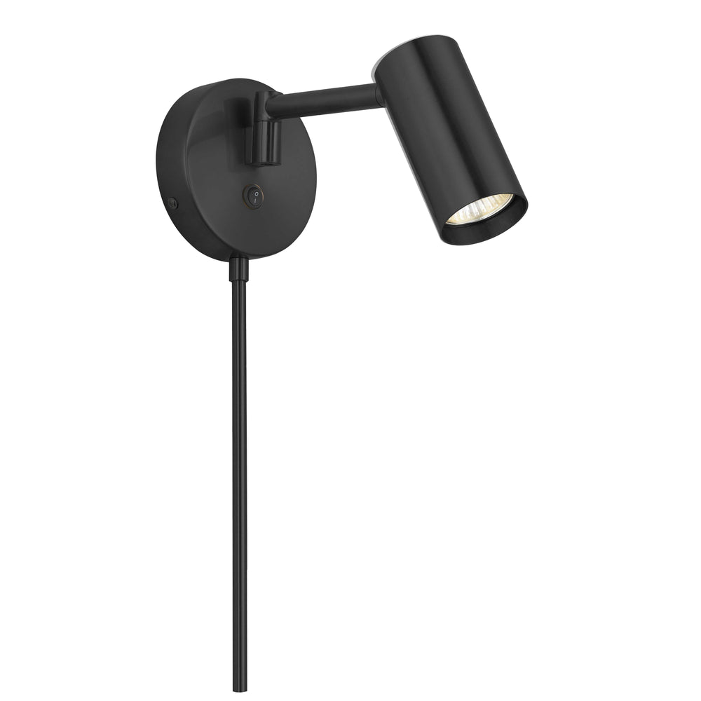 Stanly 1 Light Halogen Wall Swing Arm Spotlight in Matte Black by Dainolite