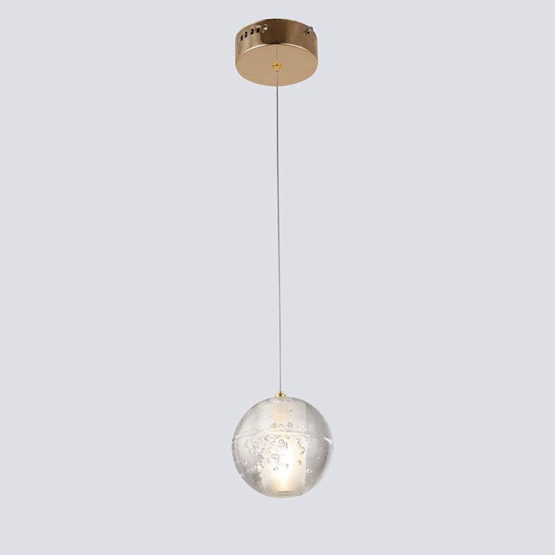 Clear Bubble Crystal Pendant Light with Hardware in Gold by Bethel