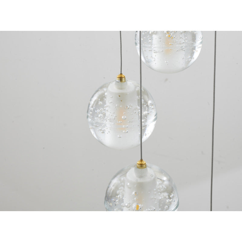 Flushed Chandelier with Hanging Clear Bubble Crystal Pendants &amp; Gold Hardware Each