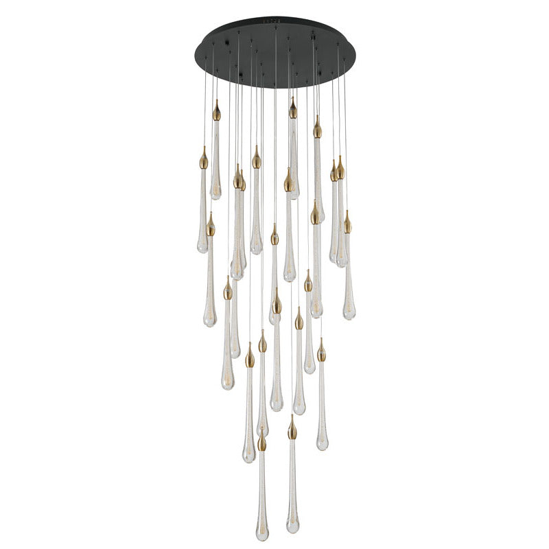 Charcoal Black Round Canopy LED Light with Gold Dusted Glass Hanging Pendants by Bethel - view 2