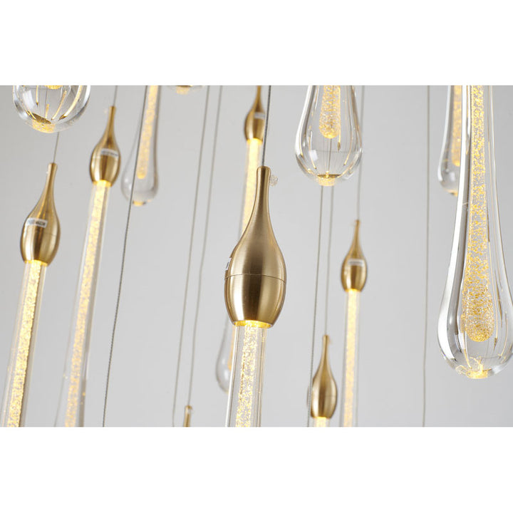 Charcoal Black Round Canopy LED Light with Gold Dusted Glass Hanging Pendants by Bethel - view 3