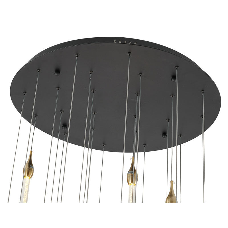 Charcoal Black Round Canopy LED Light with Gold Dusted Glass Hanging Pendants by Bethel - view 4