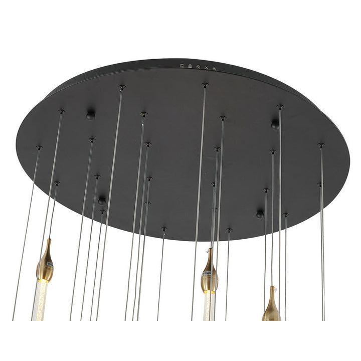 Charcoal Black Round Canopy LED Light with Gold Dusted Glass Hanging Pendants by Bethel - view 4