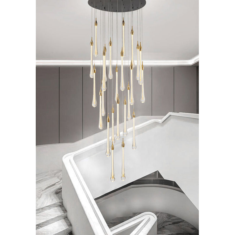 Charcoal Black Round Canopy LED Light with Gold Dusted Glass Hanging Pendants by Bethel - view 5