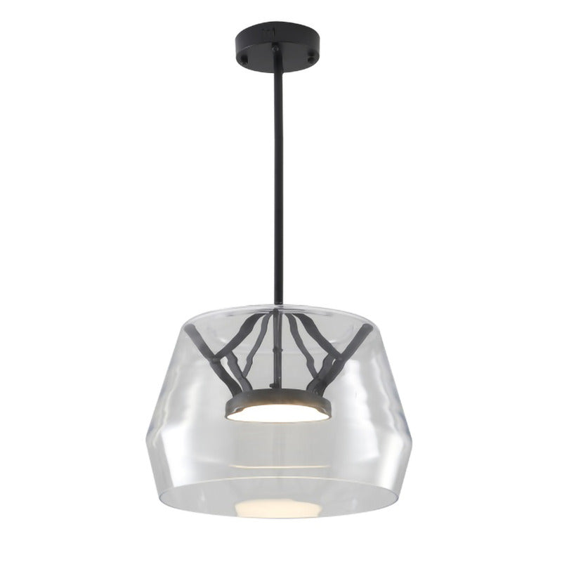 Black Frame Pendant Light with Clear Glass Shade by Bethel