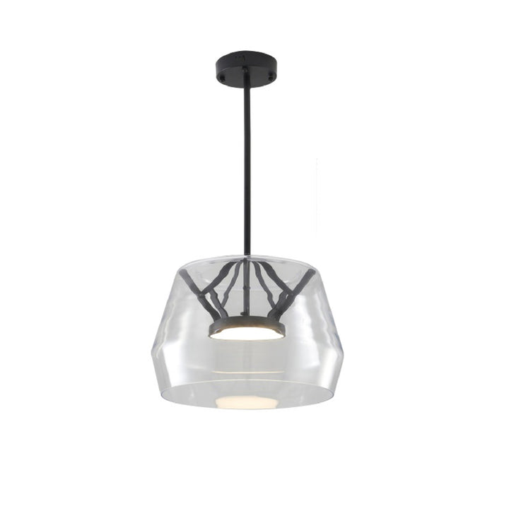 Clear Glass Pendant Light with Black Hardware &amp; an Acrylic Diffuser