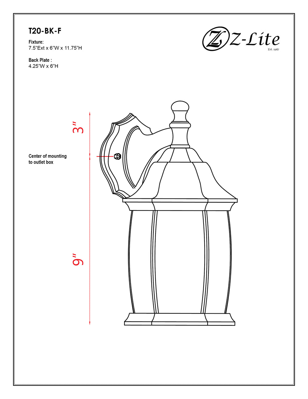 Waterdown - 1 Light Outdoor Wall Light (T20-BK)
