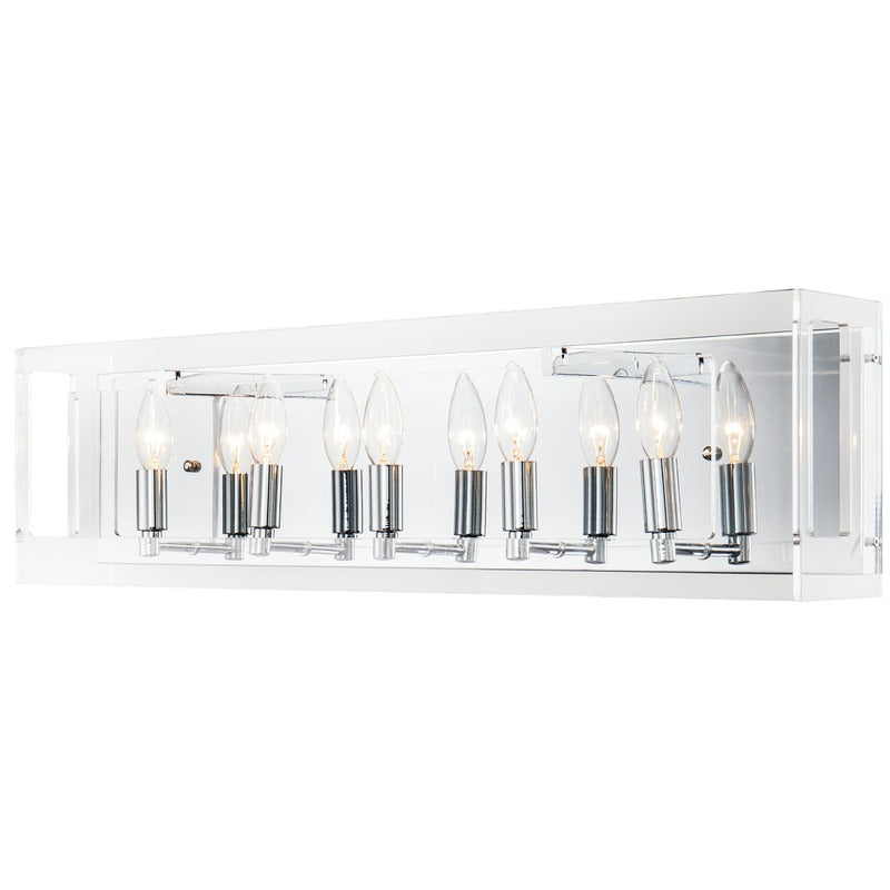 Clear Acrylic Rectangular Framed Wall Sconce with Boxed Cut Outs and