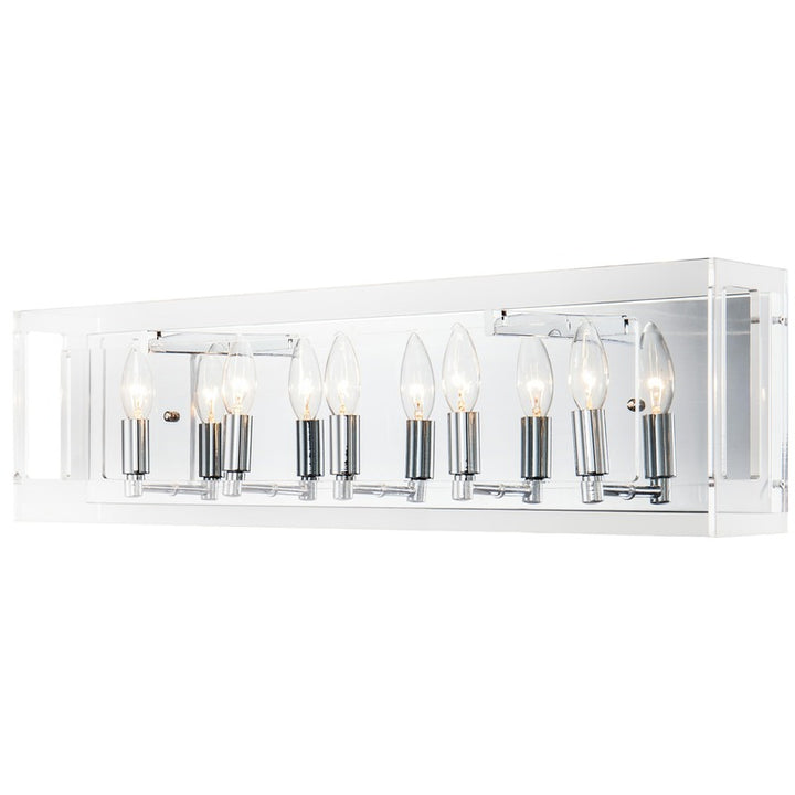 Clear Acrylic Rectangular Framed Wall Sconce with Boxed Cut Outs and