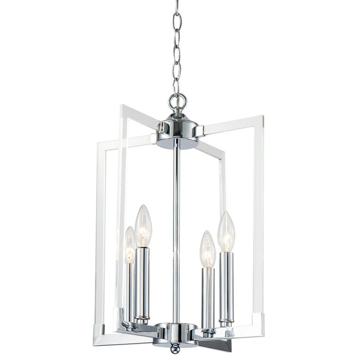 Bronzed Metal Frame Ceiling Fixture with Clear Acrylic Arms in Chrome by Bethel
