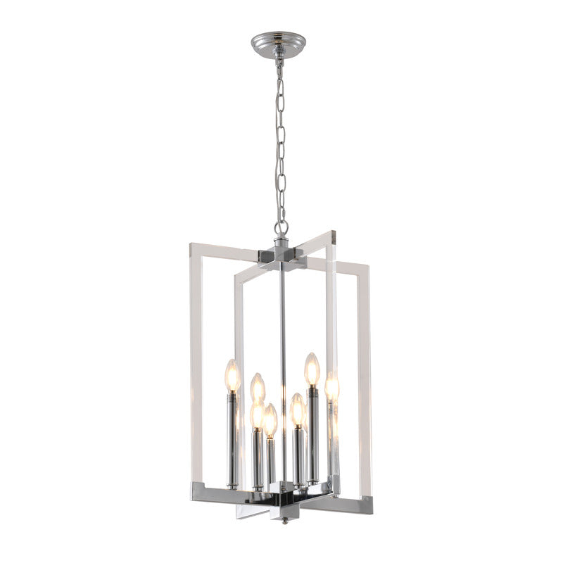 Metal Frame Ceiling Fixture with Clear Acrylic Arms in Chrome by Bethel