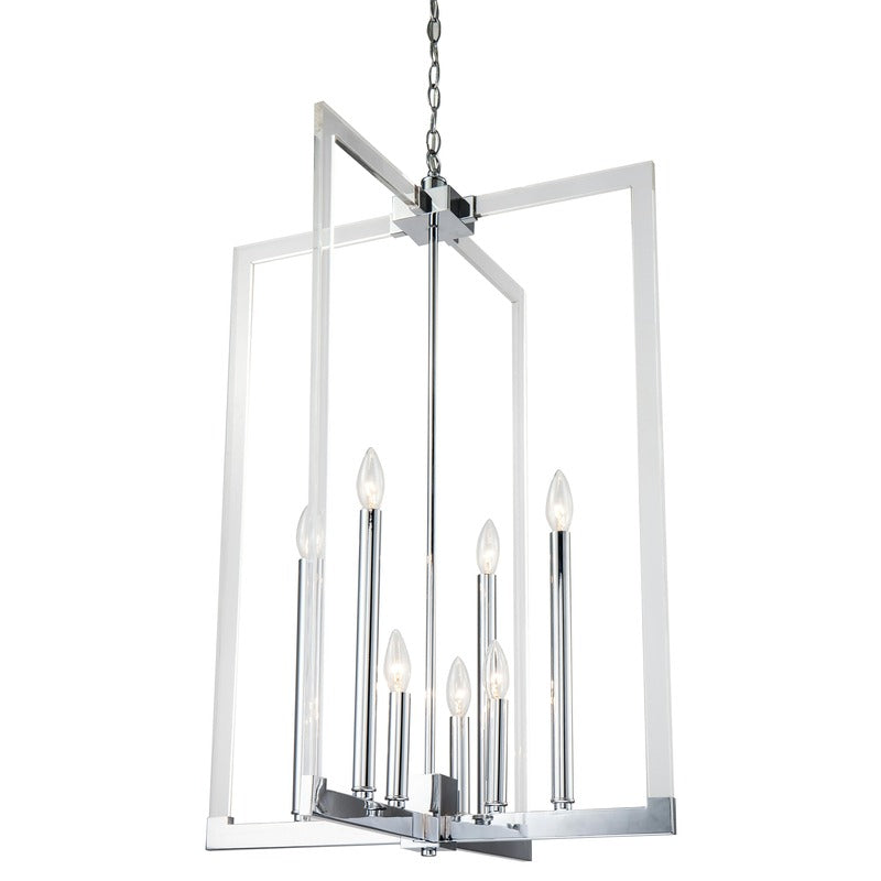 Metal Frame Ceiling Fixture with Clear Acrylic Arms in Chrome by Bethel