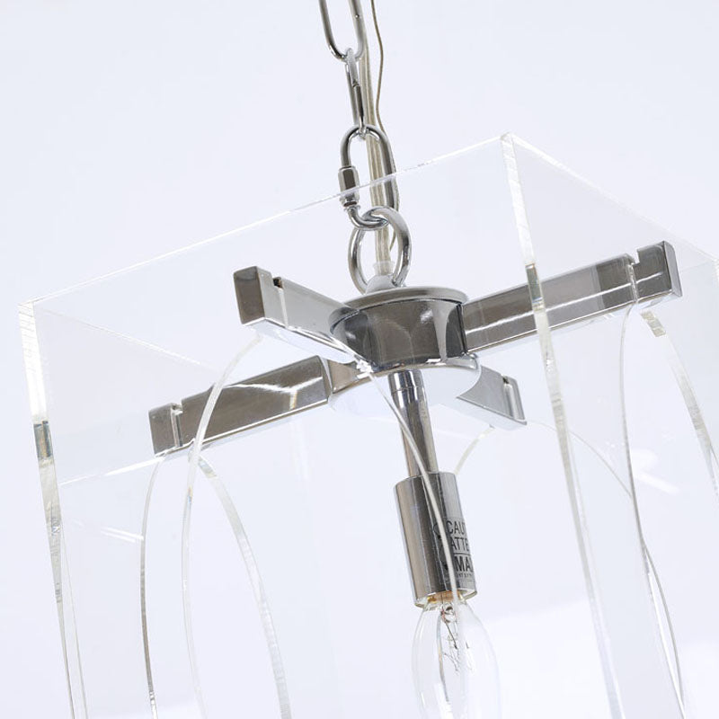 Square Clear Acrylic Single Pendant Light with Metal Frame Oval by Bethel - view 10