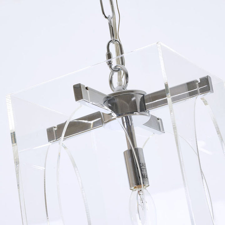 Square Clear Acrylic Single Pendant Light with Metal Frame Oval by Bethel - view 10