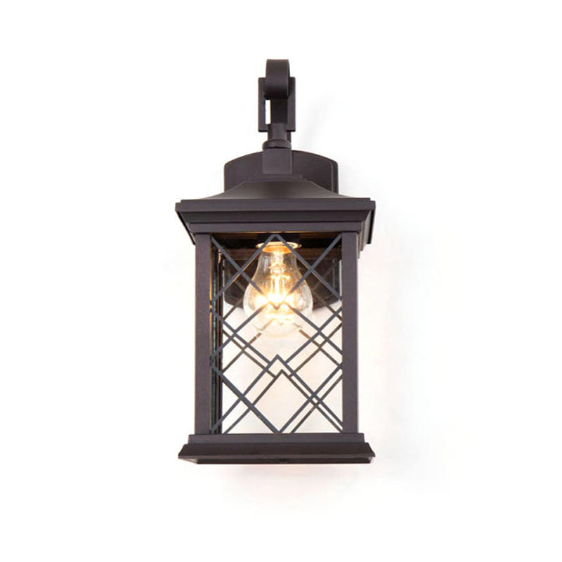 Outdoor Wall Sconce in a Old Colored Frame and Clear Glass, 8" x 6.5", by Bethel
