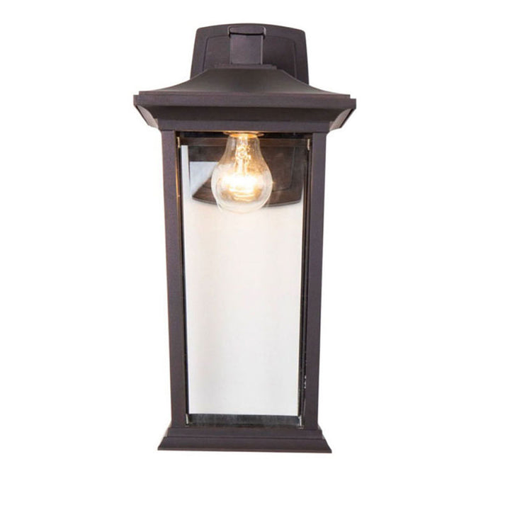Outdoor Wall Sconce in a Old Colored Frame and Clear Glass, 10.25" x 8", by Bethel