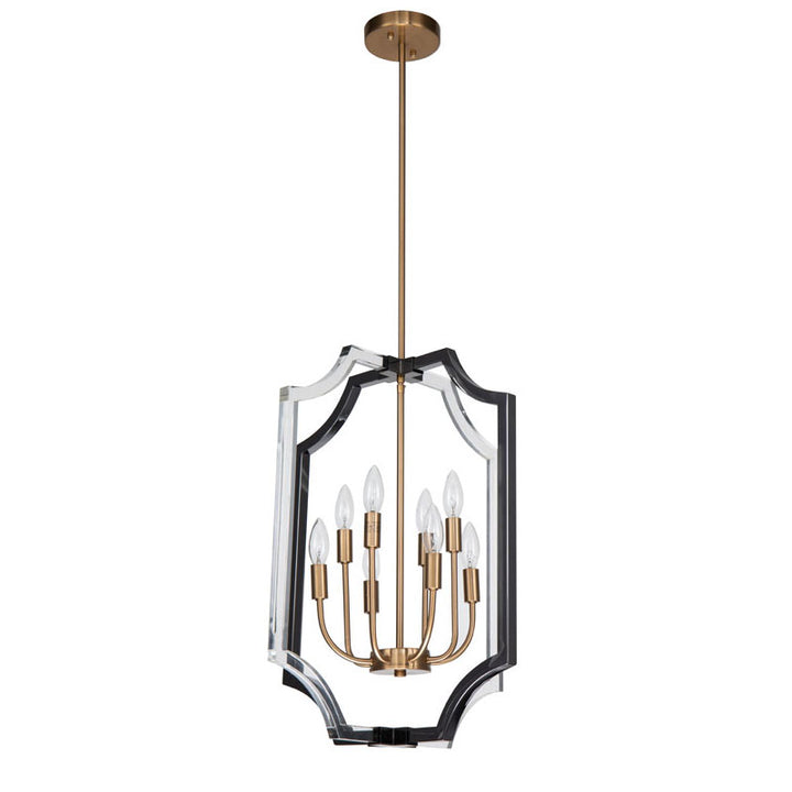 Clear and Black Acrylic Cage Frame Ceiling Fixture with Antique Brass Metal by Bethel - view 2