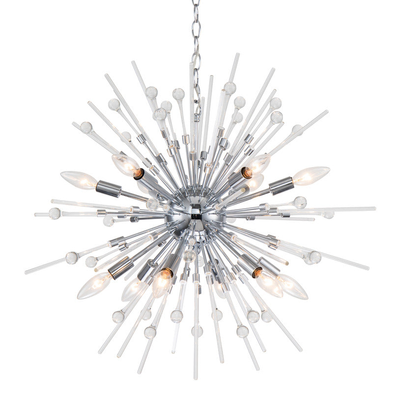 Clear Glass Sputnik Chandelier with Chrome Hardware by Bethel