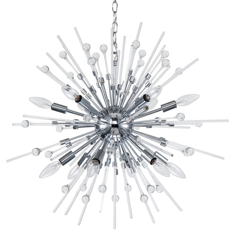 Clear Glass Sputnik Chandelier with Chrome Hardware by Bethel - view 2