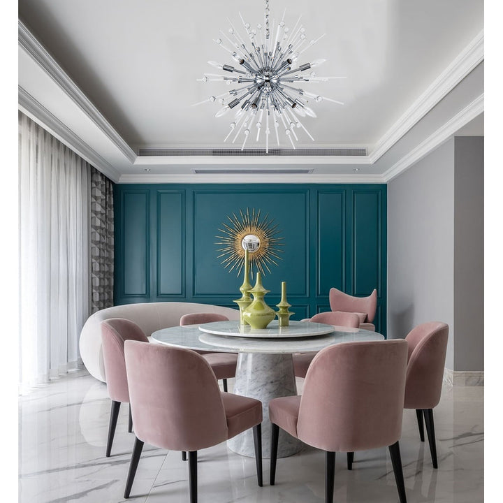 Clear Glass Sputnik Chandelier with Chrome Hardware by Bethel - view 3
