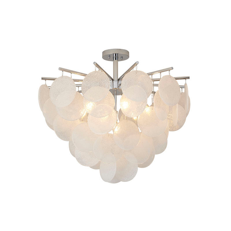 Frame with Frosted Hanging Glass Petals Chandelier in Chrome by Bethel