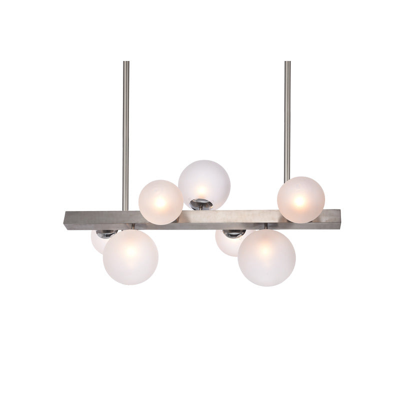 Stainless Steel Chandelier with Glass Shades in Shiny Nickel by Bethel