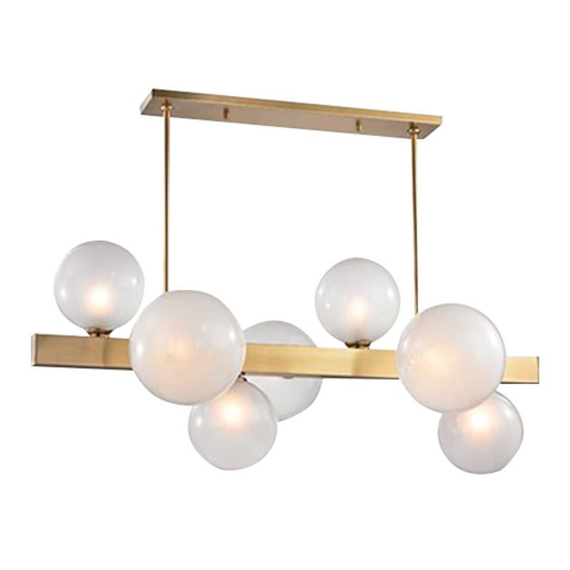 Stainless Steel Chandelier with Glass Shades by Bethel - view 2