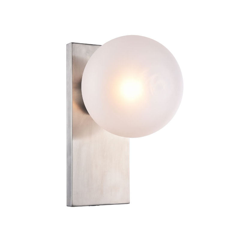 Stainless Steel Frame with Glass Ball Shade Wall Sconce in Shiny Nickel by Bethel