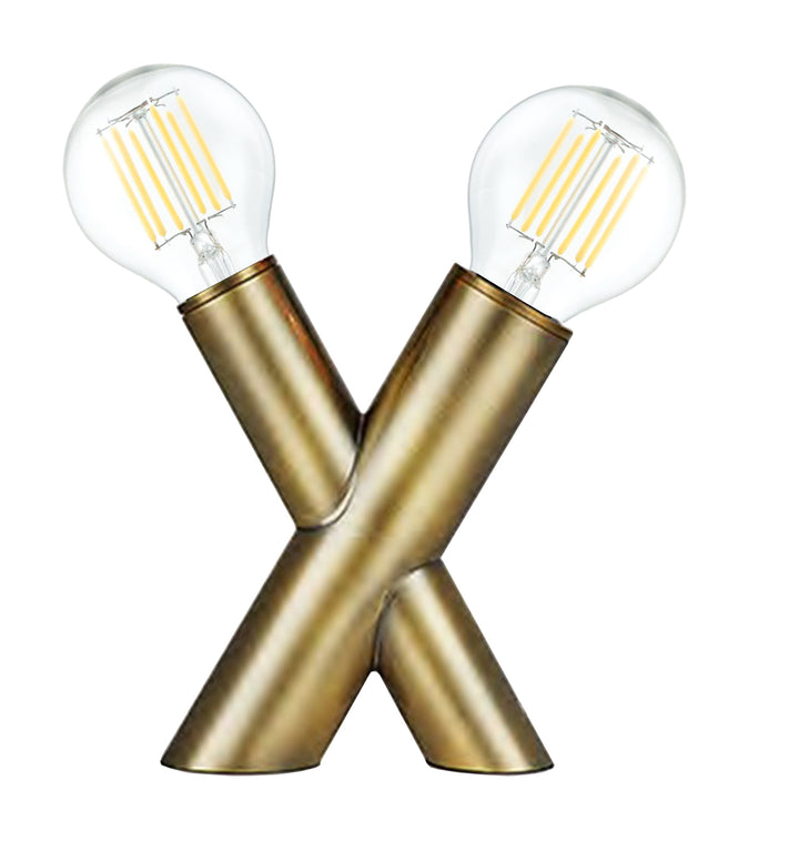 Temora 2 Light Table Lamp in Aged Brass by Dainolite