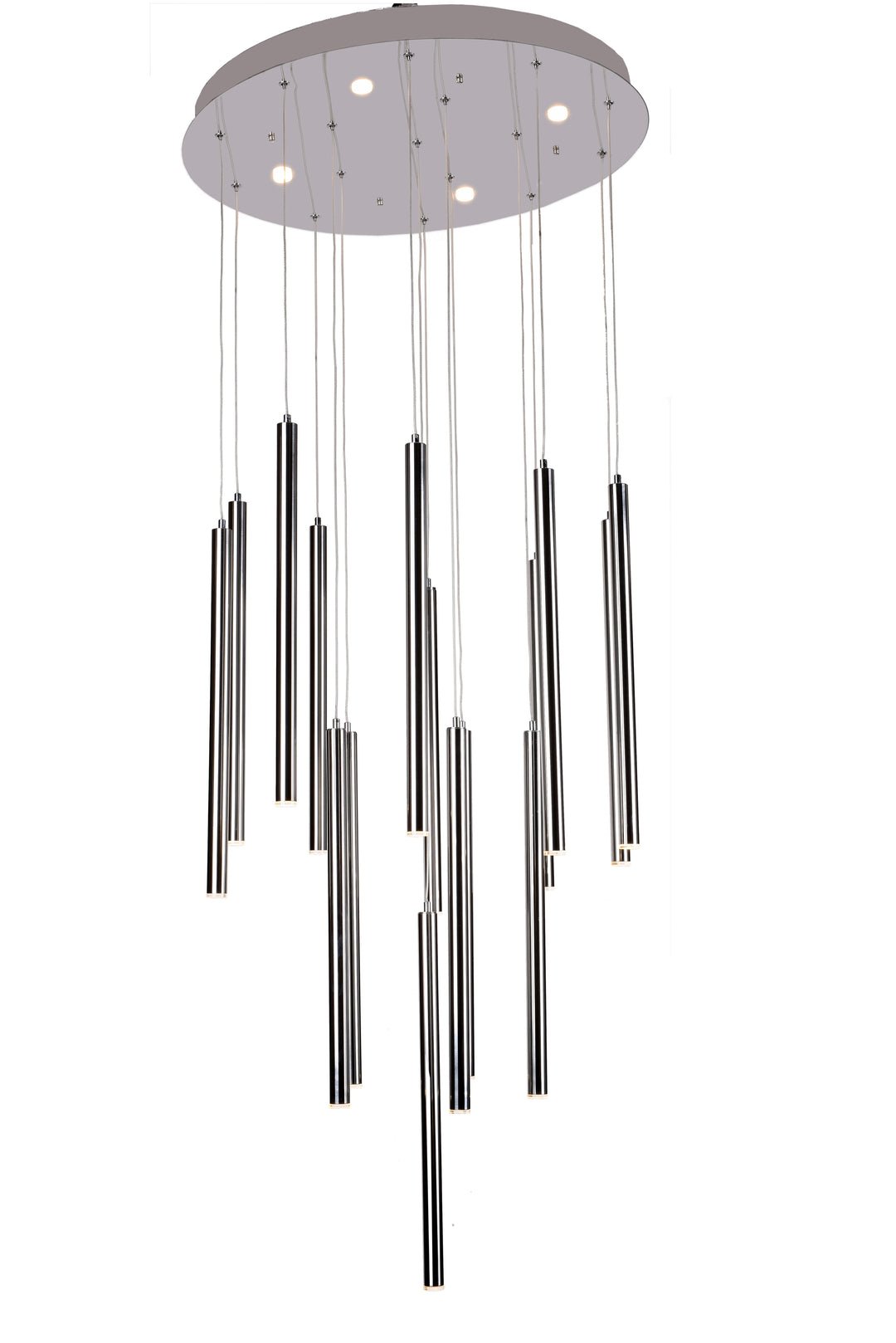 Flushed LED Ceiling Fixture with Hanging Pendants in Chrome by Bethel