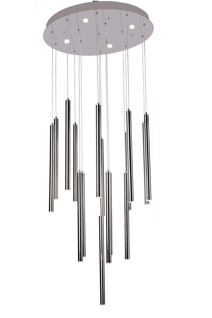 Flushed LED Ceiling Fixture with Hanging Pendants in Chrome by Bethel