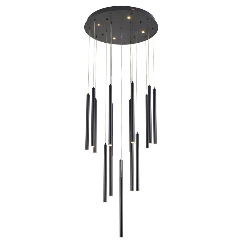 Flushed LED Ceiling Fixture with Hanging Pendants in Black by Bethel