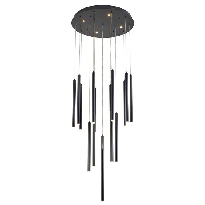 Flushed LED Ceiling Fixture with Hanging Pendants in Black by Bethel