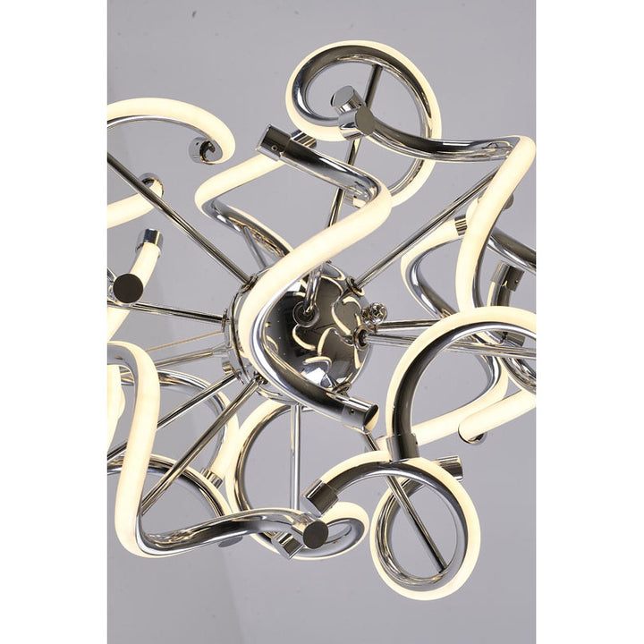 Round Chrome LED Chandelier with Spiral Lights &amp; White Silicone Diffusers